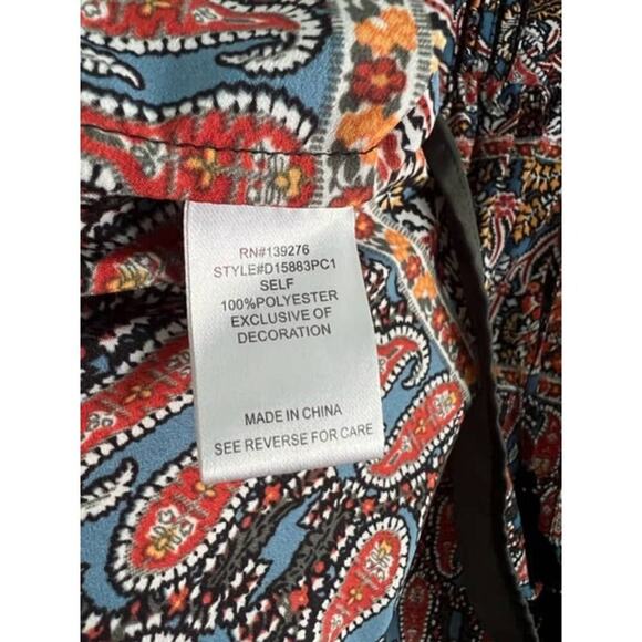 Daniel Rainn V Neck with Tie Paisley Blouse Top- Size S - Picture 4 of 4